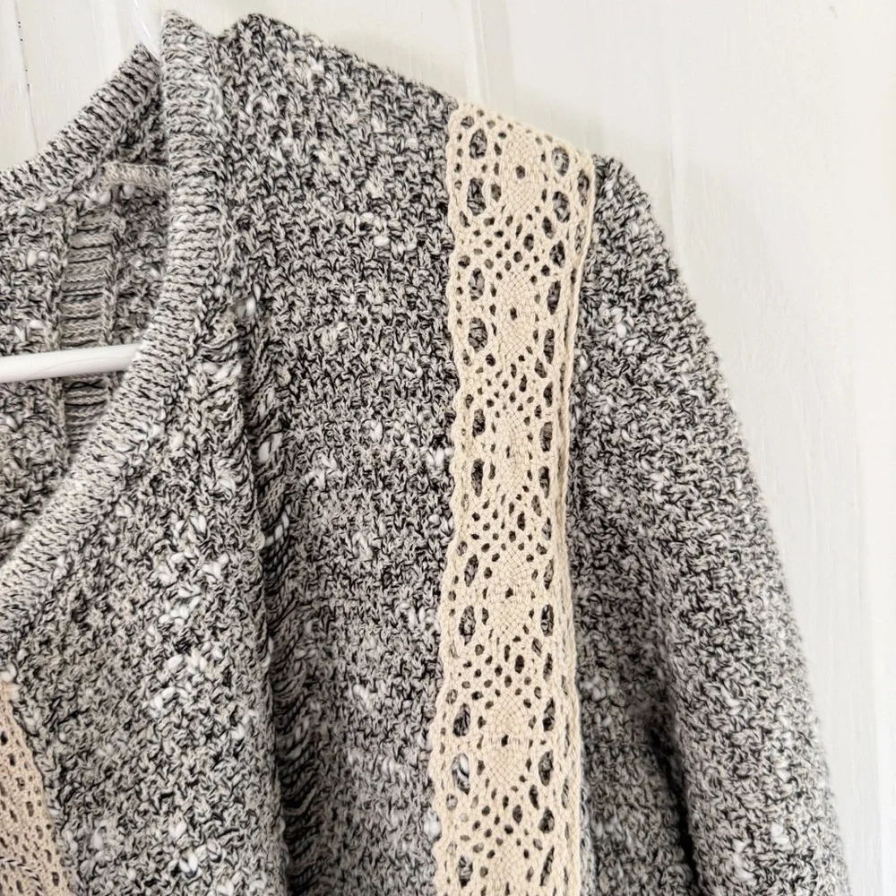 Mary McFadden Crochet Vintage Fringe Cardigan Sweater